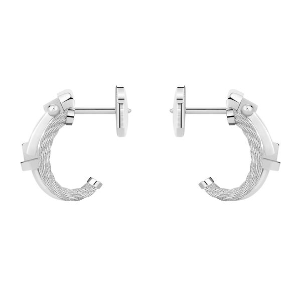Force 10 Rise Small White Gold and Diamond Pav&eacute; Half Hoop Earrings